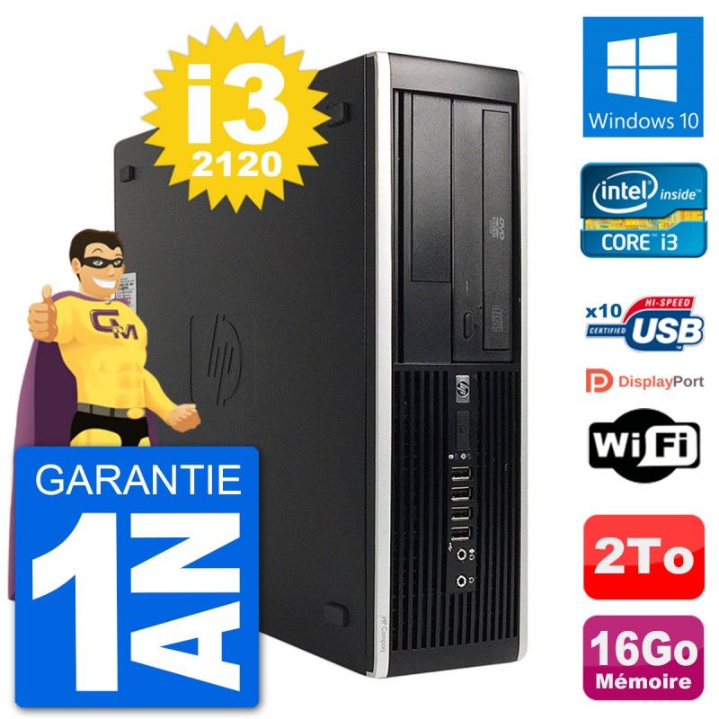 HP Compaq 6200 Pro SFF PC - Intel i3-2120, 16GB RAM, 2TB HDD, Windows 10, WiFi
