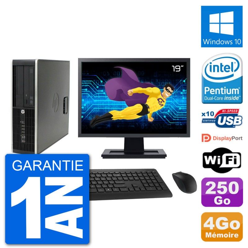 HP Compaq Pro 6300 SFF Desktop PC - 19" Screen, 4GB RAM, 250GB HDD, Windows 10, Wifi