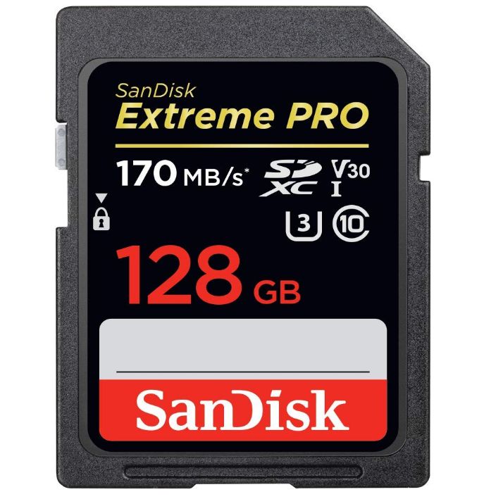 SanDisk Extreme PRO SDXC Memory Card 128GB, U3, V30, 4K UHD