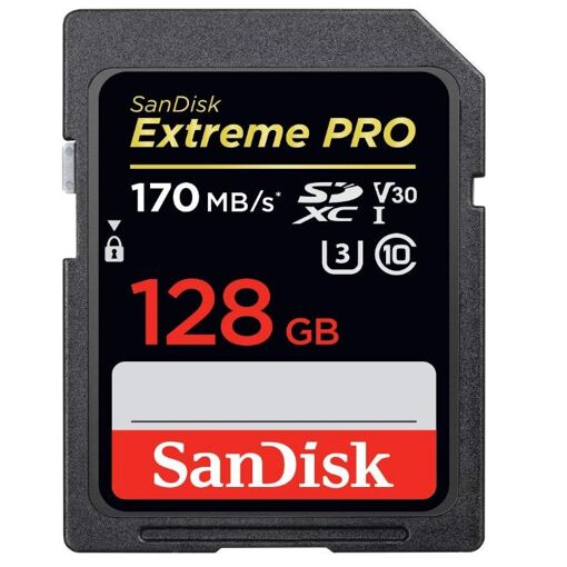 SanDisk Extreme PRO SDXC Memory Card 128GB, U3, V30, 4K UHD