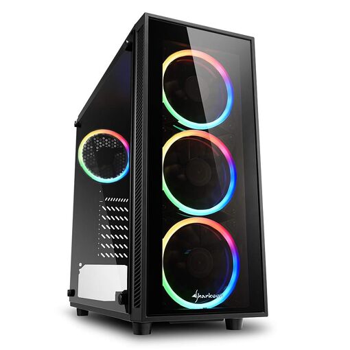 Caja de PC Medio Torre ATX Sharkoon TG4 RGB con Paneles de Vidrio - Negro