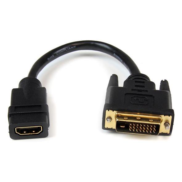 Cable adaptador de video StarTech.com de 20 cm HDMI a DVI-D - Femenino HDMI a Masculino DVI