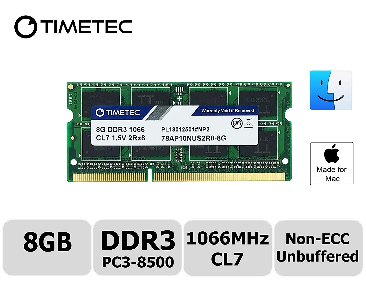 Actualización de memoria Timetec de 8 GB DDR3 1066 MHz para Apple iMac y Mac