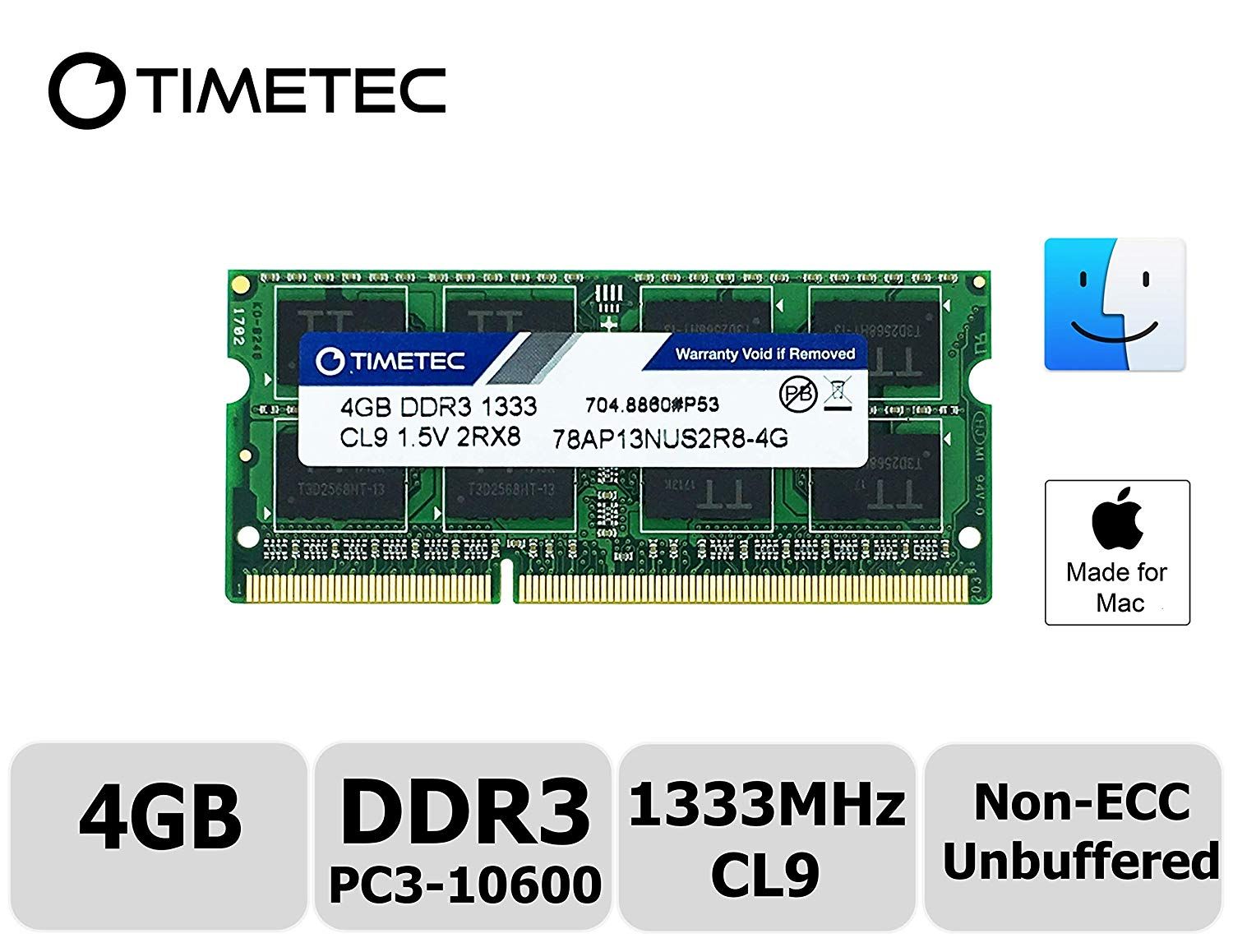 Actualización de memoria Timetec de 4 GB DDR3 1333 MHz para Apple MacBook Pro e iMac