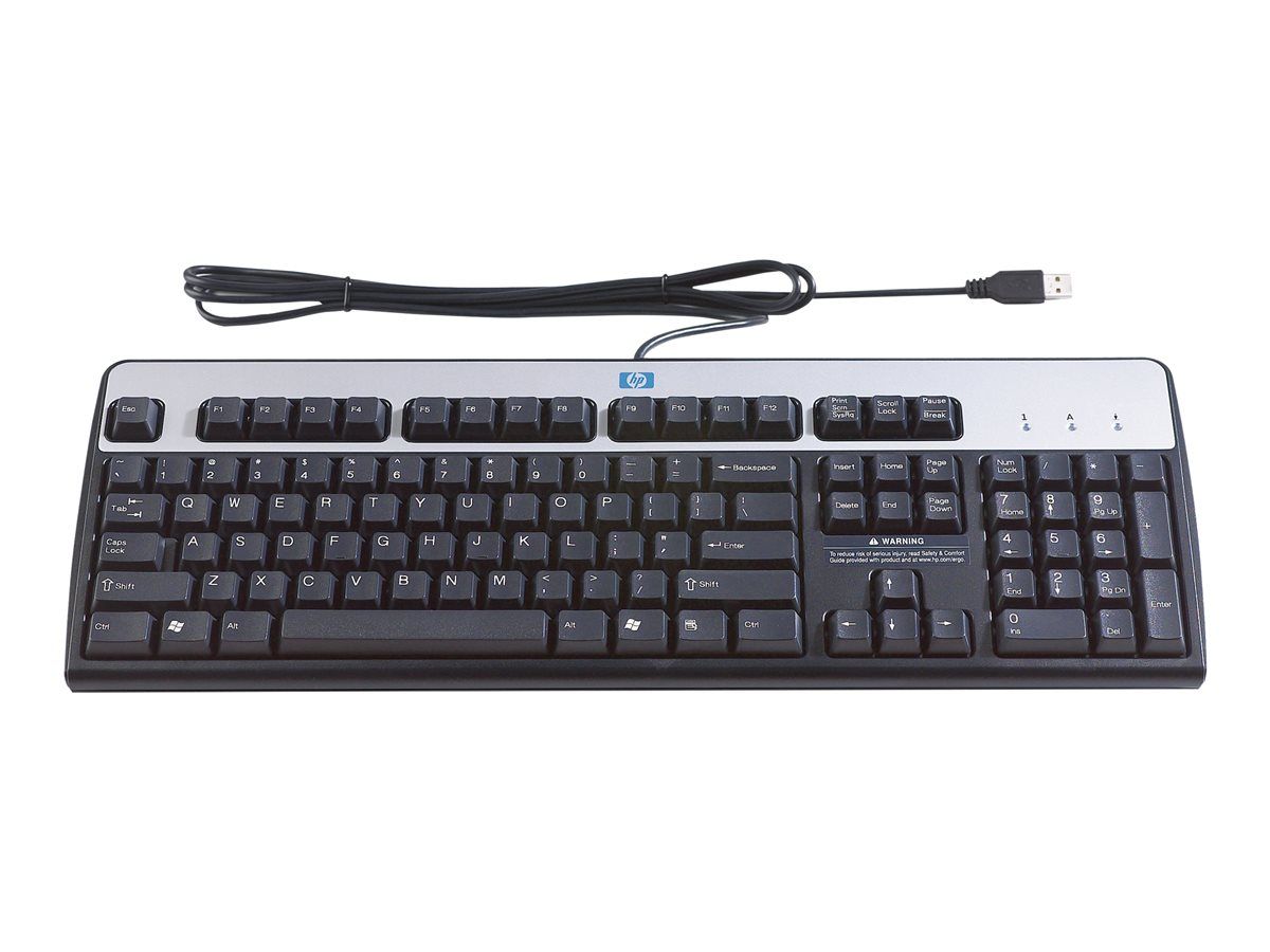 HP Standard Keyboard - USB - UK - Silver, Carbonite