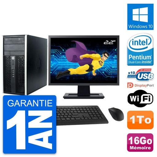 PC de escritorio HP Pro 6300 CMT - Pantalla de 22", 16GB de RAM, 1TB HDD, Windows 10, Wifi