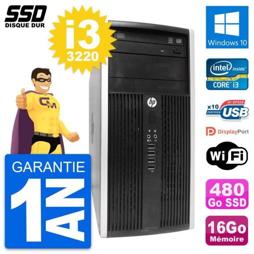 Portátil HP Compaq Pro 6300 CMT Intel i3-3220 16GB RAM 480GB SSD Windows 10
