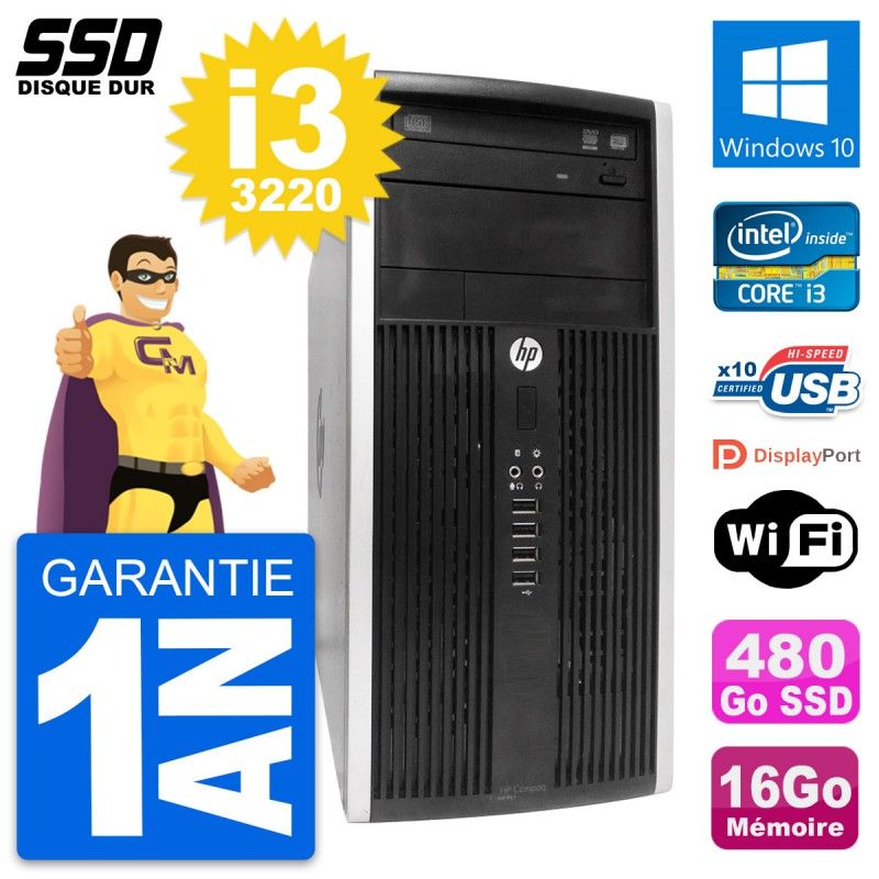 HP Compaq Pro 6300 CMT Intel i3-3220 16GB RAM 480GB SSD Windows 10 Laptop