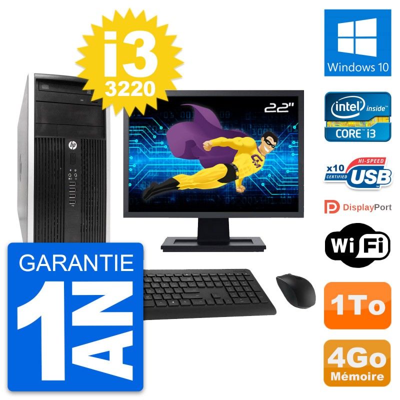 HP Pro 6300 CMT 22" Screen i3-3220 4GB RAM 1TB HDD Windows 10 WiFi