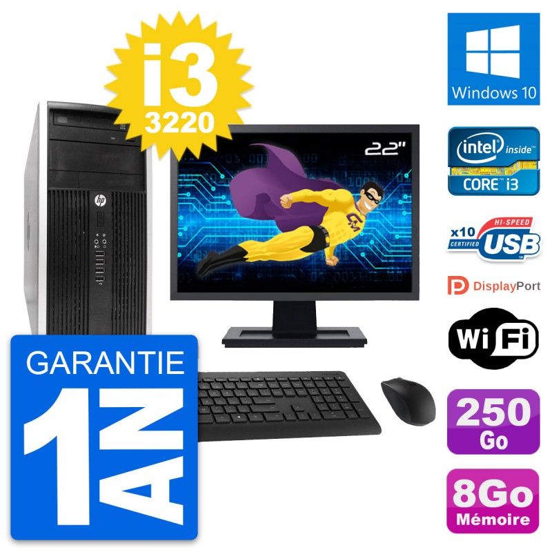 HP Compaq Pro 6300 CMT 22-inch PC Tour - i3-3220, 8GB RAM, 250GB HDD, Windows 10, Wifi