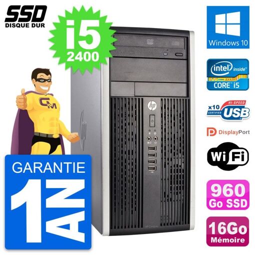 PC de escritorio compacto HP Compaq Pro 6300 CMT con Intel Core i5-2400, 16GB RAM y 960GB SSD, WiFi y Windows 10