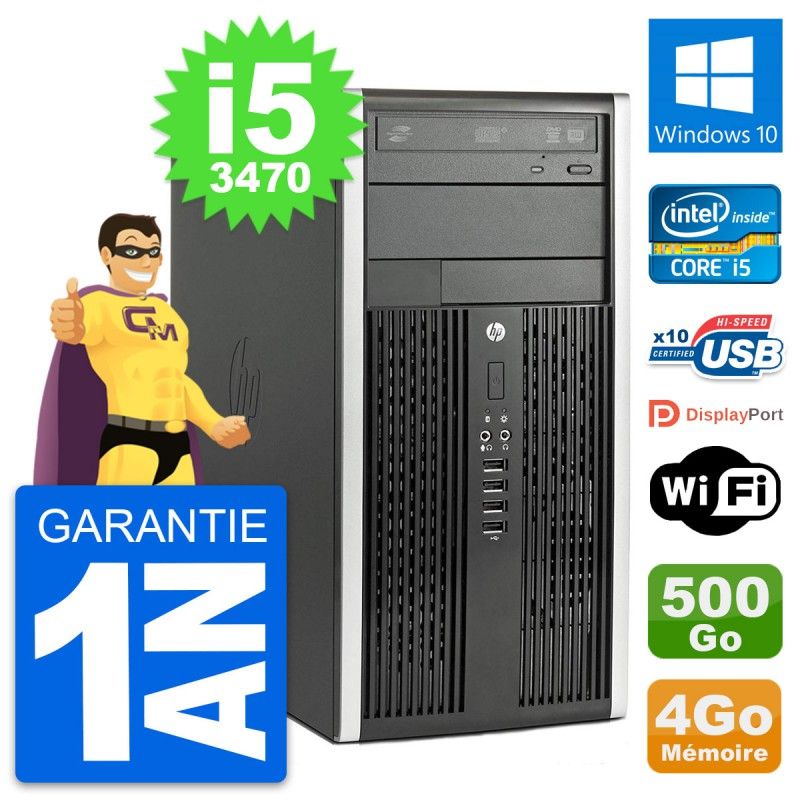 HP Compaq Pro 6300 CMT Intel i5-3470 4GB RAM 500GB HDD Windows 10 WiFi Micro Tower