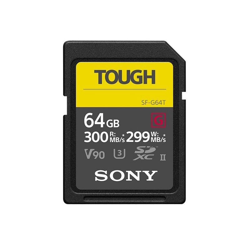 Carte mémoire Sony SDHC UHS-II 32 Go, série TOUGH SF-G64T - 64 Go, classe vidéo V90 / UHS-II U3 / Classe 10