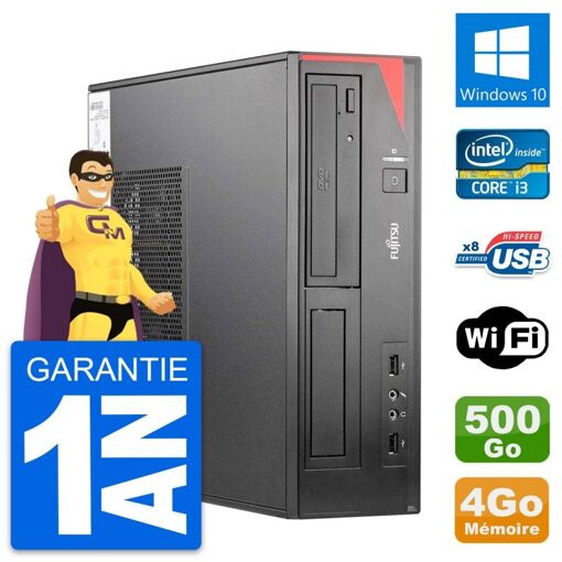 PC de escritorio Fujitsu Esprimo E520 DT - Procesador Intel Core i3-4130, 4GB de RAM, 500GB HDD, Windows 10, Wifi