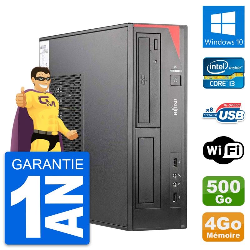 Ordinateur de bureau Fujitsu Esprimo E520 DT - Processeur Intel Core i3-4130, 4 Go de RAM, 500 Go de SSD, Windows 10, Wifi