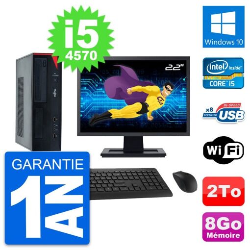 PC de escritorio Fujitsu E520 DT de 22 pulgadas - Procesador Intel i5-4570, 8GB de RAM, Disco duro de 2TB, Windows 10, WiFi