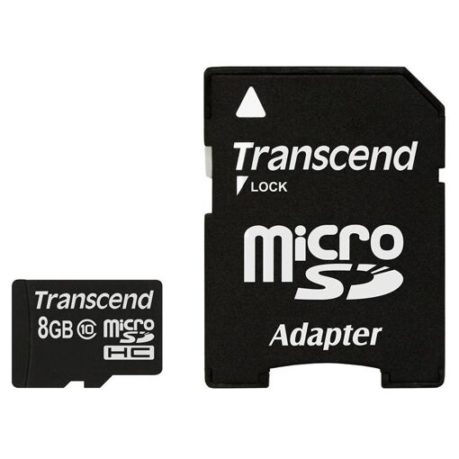 Transcend Premium MicroSDHC Card (with SD Adapter) - 8GB, Class 10, 133x