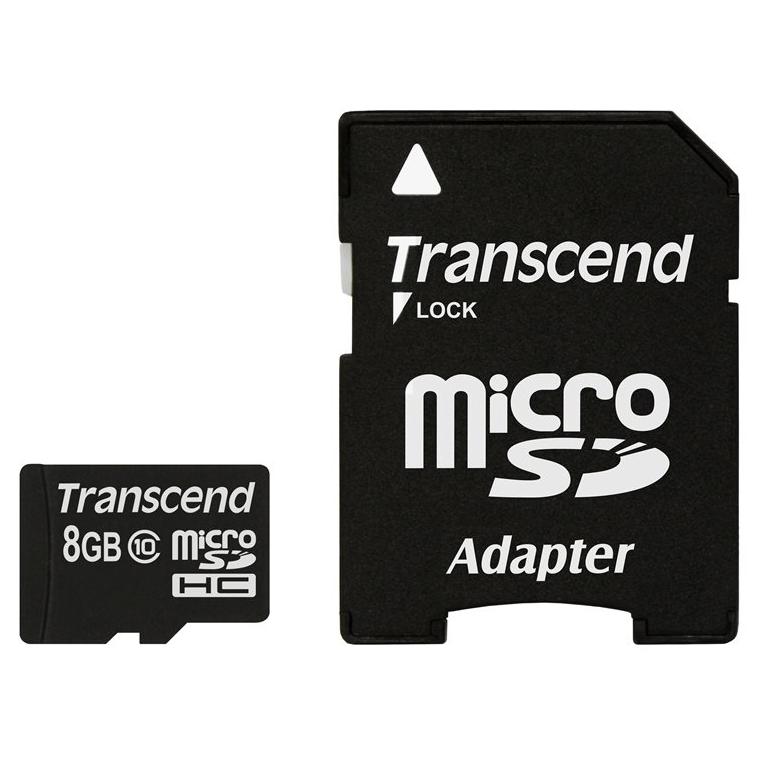 Tarjeta de memoria Transcend Premium microSDHC (con adaptador SD) - 8 GB, Clase 10, 133x