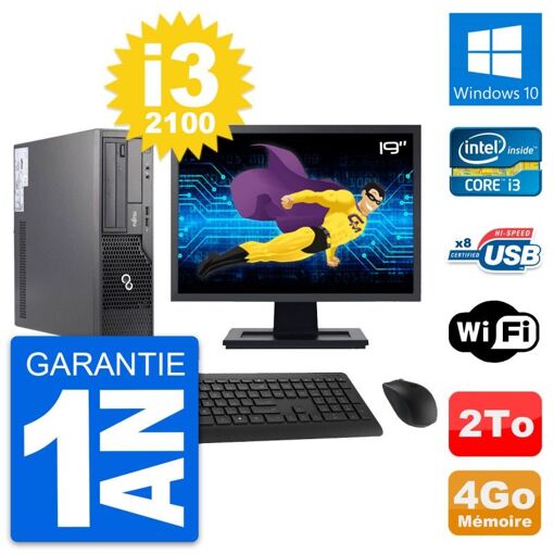 Fujitsu E500 DT 19-Inch PC - Intel i3, 4GB RAM, 2TB HDD, Windows 10, WiFi