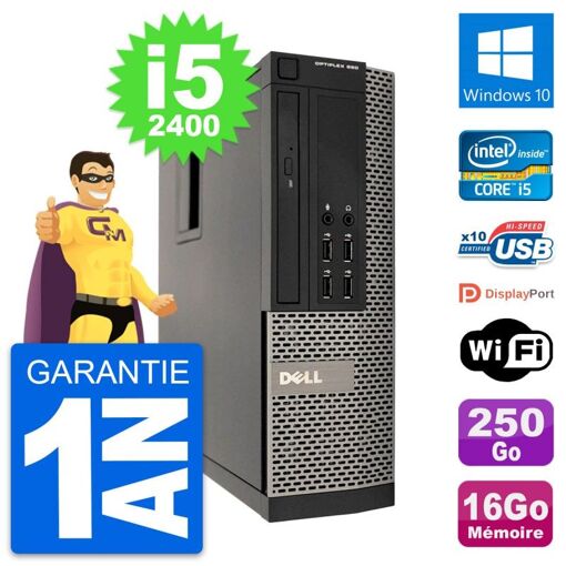 Dell OptiPlex 990 SFF Desktop PC - Intel i5-2400, 16GB RAM, 250GB HDD, Windows 10, WiFi