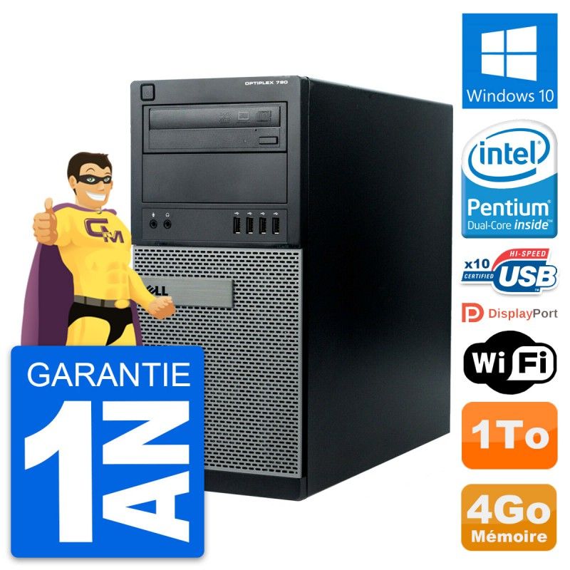 Dell OptiPlex 790 MT Desktop PC - Intel G630, 4GB RAM, 1TB HDD, Windows 10, WiFi