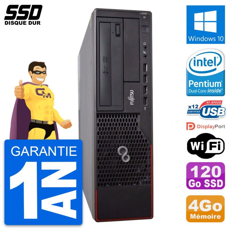 Fujitsu Esprimo E700 E90+ DT Desktop PC - Intel G630, 4GB RAM, 120GB SSD, Windows 10, WiFi