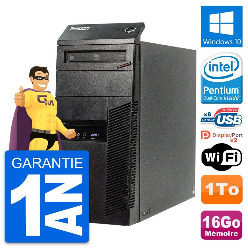 Lenovo ThinkCentre M83 Desktop PC - Intel Pentium G3220, 16GB RAM, 1TB HDD, Windows 10, WiFi