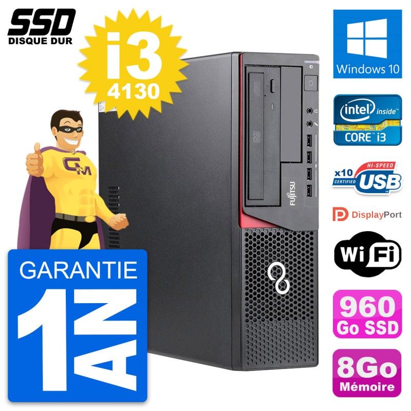 Fujitsu Esprimo E720 E85+ DT Desktop PC - Intel i3-4130, 8GB RAM, 960GB SSD, Windows 10, WiFi