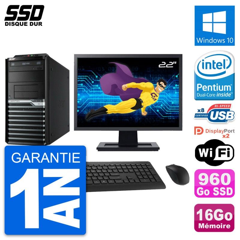 Acer Veriton M4630G 22-inch All-in-One PC - Intel Pentium G3220, 16GB RAM, 960GB SSD, Windows 10, Wi-Fi