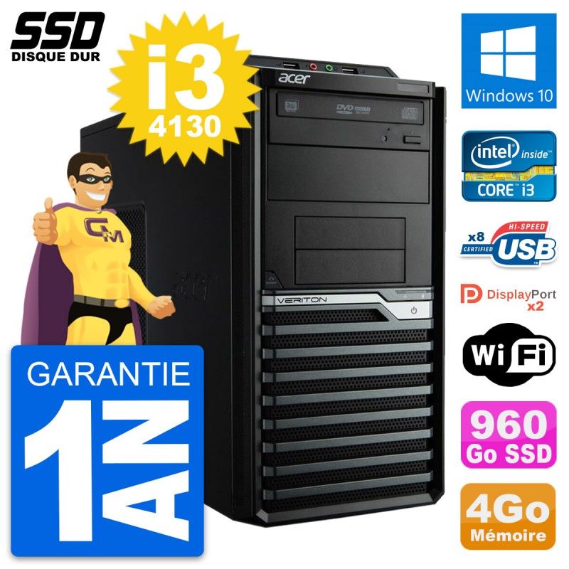 Ordinateur portable Acer Veriton M4630G Intel i3-4130 4 Go de RAM 960 Go SSD Windows 10