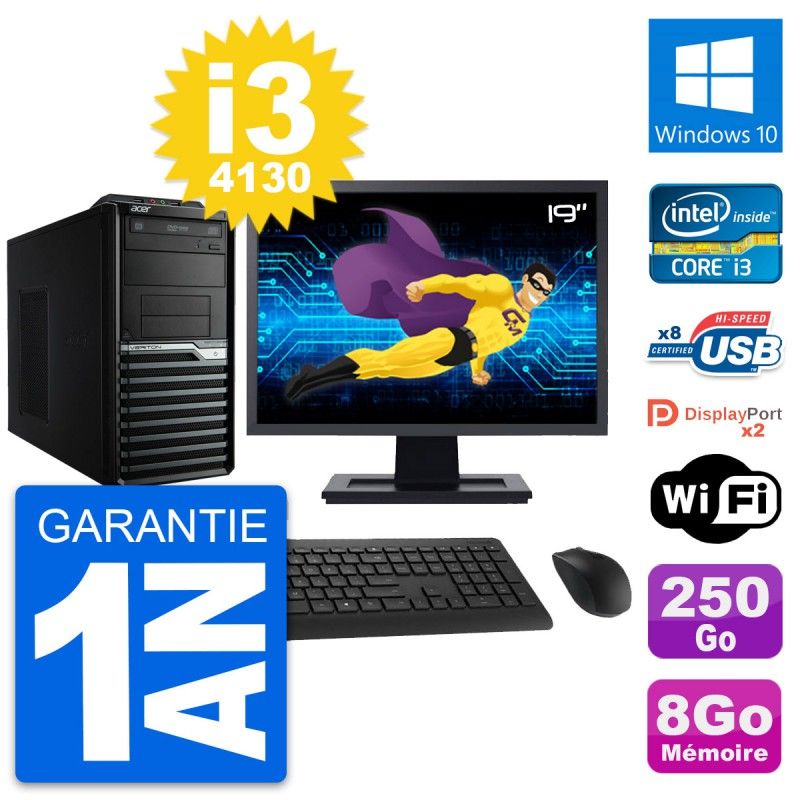 Acer Veriton M4630G 19-Inch Desktop PC - Intel i3-4130, 8GB RAM, 250GB HDD, Windows 10, WiFi