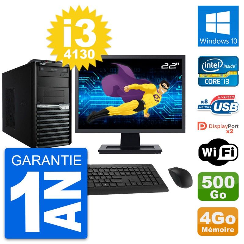 Acer Veriton M4630G 22-inch All-in-One PC - Intel i3-4130, 4GB RAM, 500GB HDD, Windows 10, WiFi