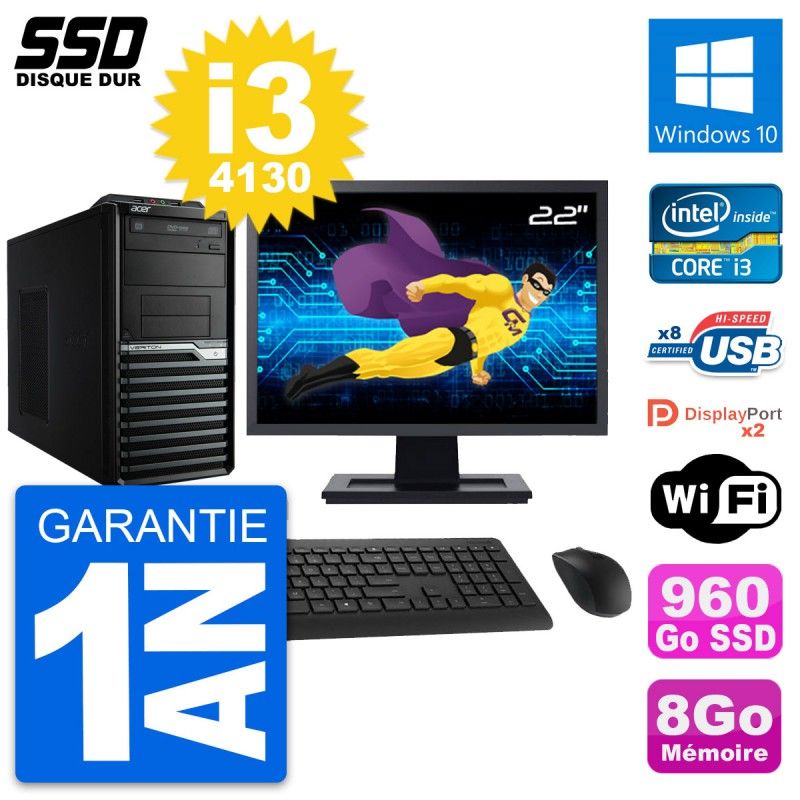Acer Veriton M4630G 22-Inch All-in-One PC - Intel i3, 8GB RAM, 960GB SSD, Windows 10