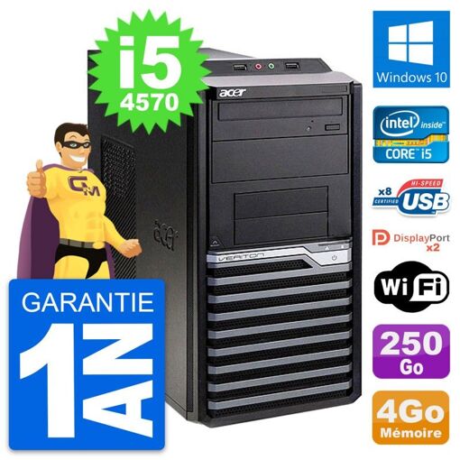 Acer Veriton M4630G Intel i5-4570 4GB RAM 250GB SSD Windows 10 WiFi Desktop PC
