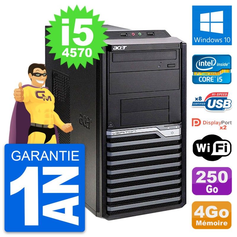Acer Veriton M4630G Intel i5-4570 4GB RAM 250GB SSD Windows 10 WiFi Desktop PC