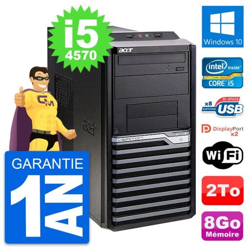 PC de escritorio Acer Veriton M4630G Intel i5-4570 8GB RAM 2TB HDD Windows 10 WiFi