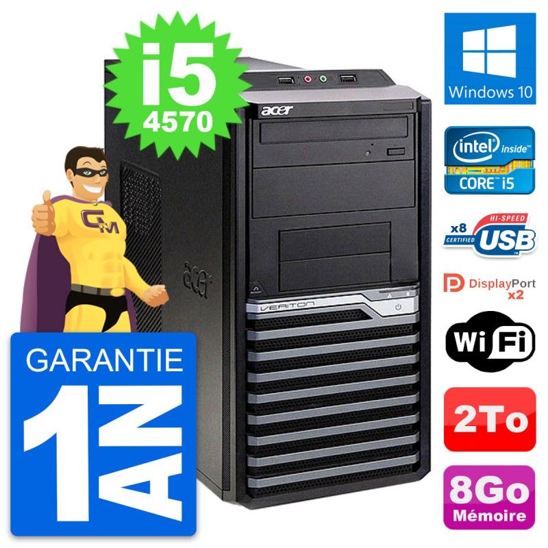 Acer Veriton M4630G Intel i5-4570 8GB RAM 2TB HDD Windows 10 WiFi Desktop PC