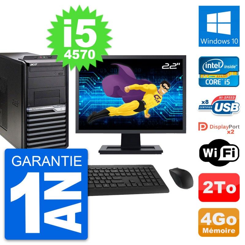 Acer Veriton M4630G 22-Inch Desktop PC - Intel i5, 4GB RAM, 2TB HDD, Windows 10
