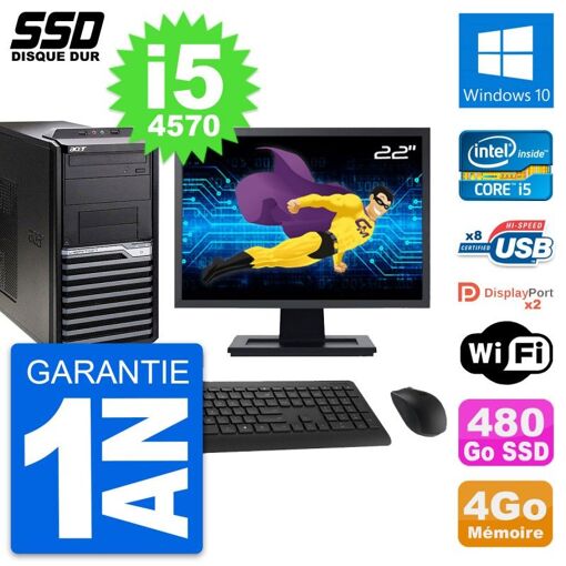 Acer Veriton M4630G 22-inch All-in-One PC - Intel i5-4570, 4GB RAM, 480GB SSD, Windows 10, WiFi