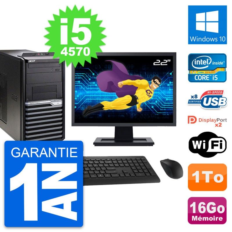 Acer Veriton M4630G 22-inch PC Tower - Intel i5-4570, 16GB RAM, 1TB HDD, Windows 10, WiFi