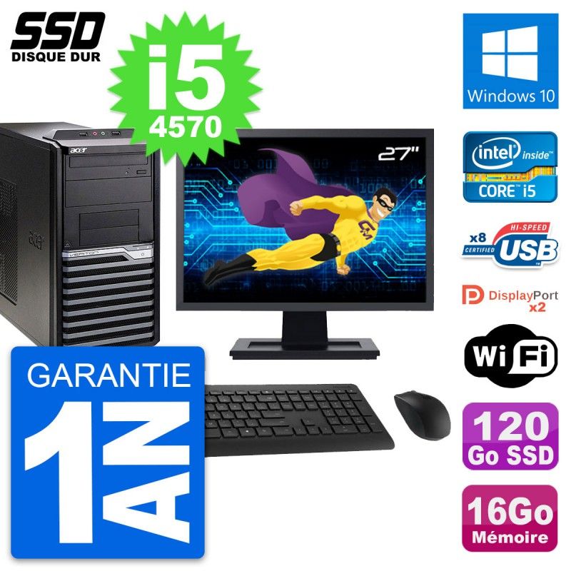 Acer Veriton M4630G 27-inch All-in-One PC - Intel i5, 16GB RAM, 120GB SSD, Windows 10