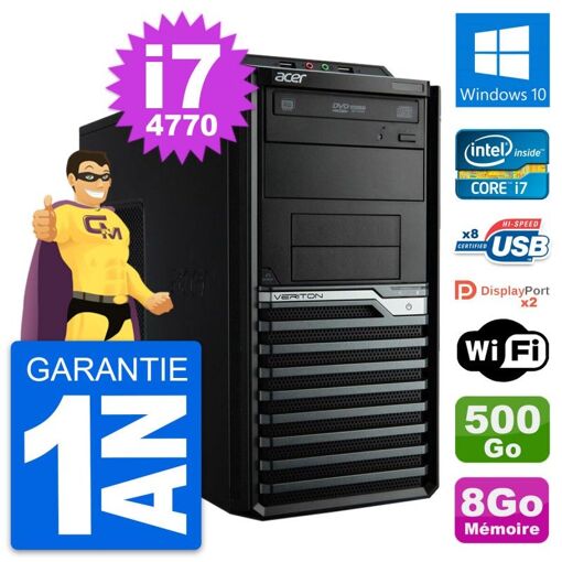 Acer Veriton M4630G Intel i7-4770 8GB RAM 500GB HDD Windows 10 WiFi Desktop PC