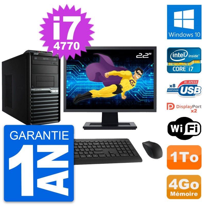 Acer Veriton M4630G 22-inch All-in-One PC - Intel i7-4770, 4GB RAM, 1TB HDD, Windows 10