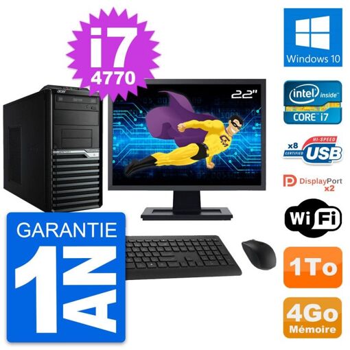 Acer Veriton M4630G 22-inch All-in-One PC - Intel i7-4770, 4GB RAM, 1TB HDD, Windows 10
