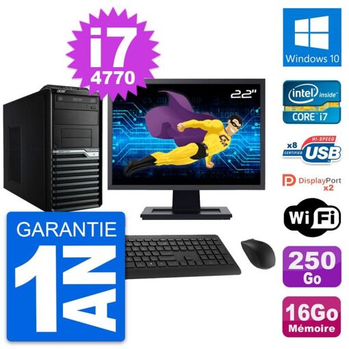 Acer Veriton M4630G 22-Inch Core i7-4770, 16GB RAM, 250GB HDD, Windows 10, WiFi