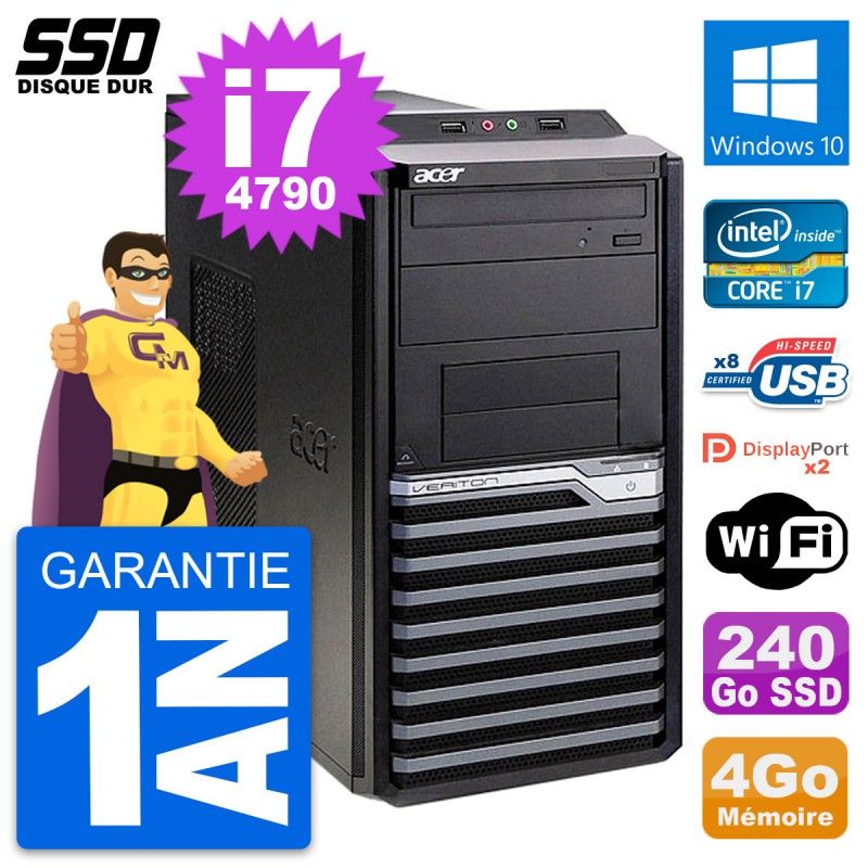 Acer Veriton M4630G Intel i7-4790 4GB RAM 240GB SSD Windows 10 WiFi Desktop PC
