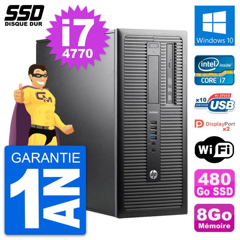 HP ProDesk 600 G1 Desktop PC - Intel Core i7, 8GB RAM, 480GB SSD, Windows 10