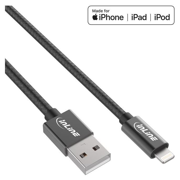 INTOS ELECTRONIC Lightning Cable - 1m - Black