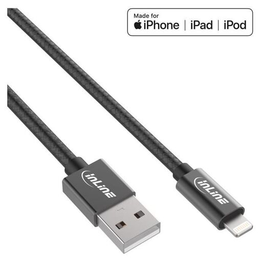 Cable Lightning INTOS ELECTRÓNICO - 1 m - Negro