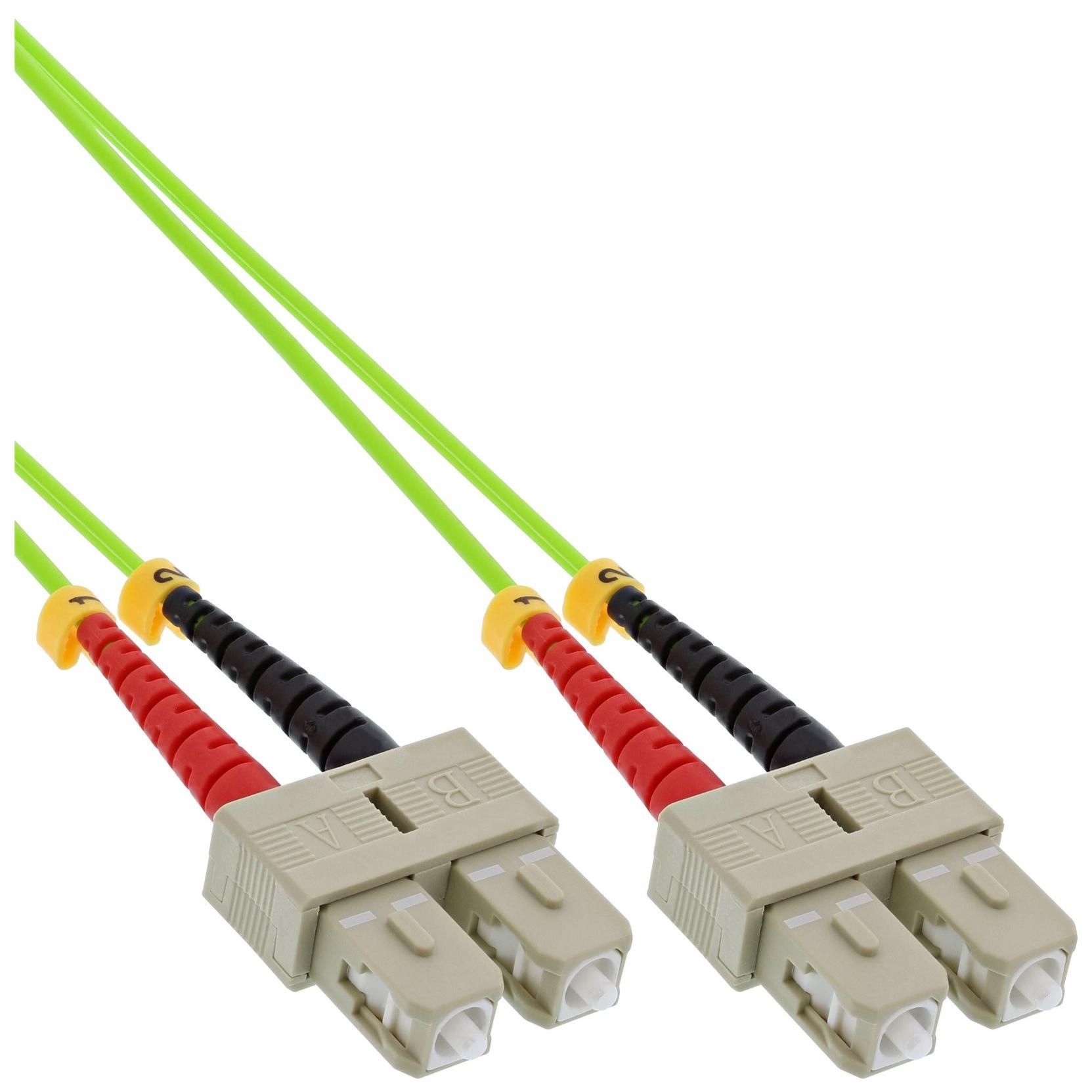 INTOS ELECTRONIC InLine SC Multi-Mode (M) to SC Multi-Mode (M) Cable - 7.5m, Optical Fiber, Duplex, 50/125 Microns, OM4, Halogen-Free, Green